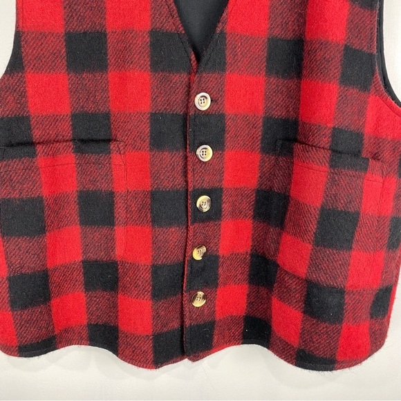 Paragraff Wool Blend Vintage Buffalo Plaid Check Fleece Winter Vest Jacket XL - Picture 2 of 4